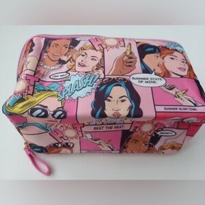Estée Lauder Cosmetic Make-Up Pop Art Girls Cartoon Graphic Bag Pouch Zip Close